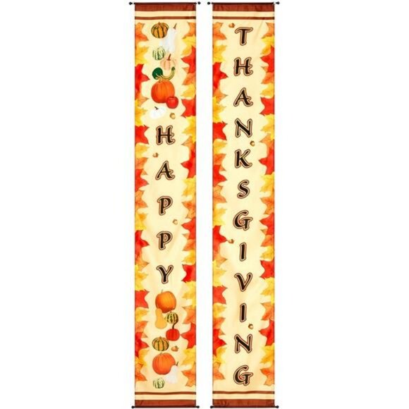 2-Piece Fabric Party Banner with Dowel, Thanksgiving, 84-Inches - Picture 6 of 6
